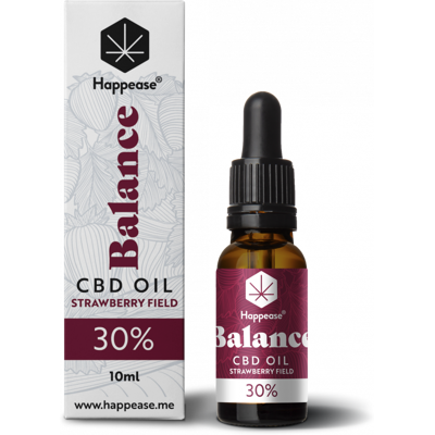 Aceite de CBD Happease Balance Campo de Fresa, 30% CBD, 3000 mg, 10 ml Aceite de CBD Happease Balance Campo de Fresa, 30% CBD, 3000 mg, 10 ml