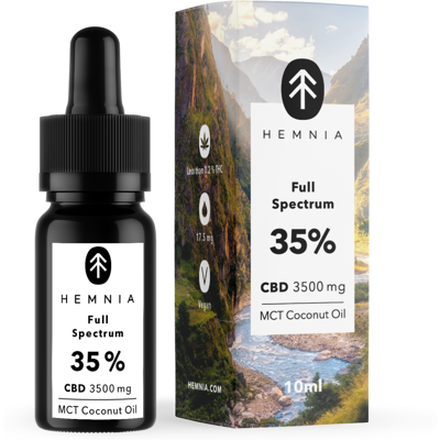 Hemnia Aceite de coco CBD MCT de espectro completo 35%, 3500 mg, 10 ml Hemnia Aceite de coco CBD MCT de espectro completo 35%, 3500 mg, 10 ml