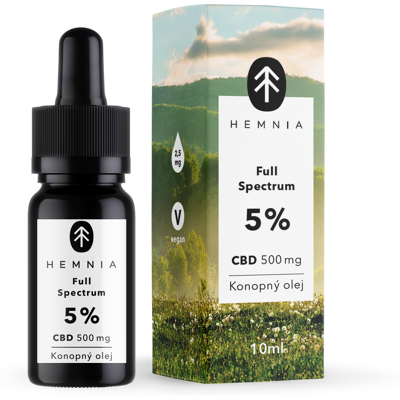 Hemnia Aceite de cáñamo de espectro completo 5%, 500 mg, 10 ml Hemnia Aceite de cáñamo de espectro completo 5%, 500 mg, 10 ml