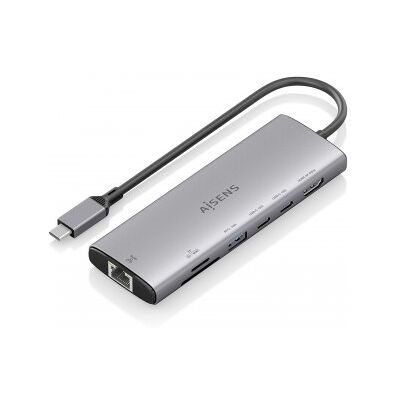 Aisens USB-C Dock 7 en 1, USB-C a 1xHDMI, 1xRJ45, 1xUSB-A 10G, 2xUSB-C 10G, 1xSD, 1xMicroSD, Gris, 2 Aisens USB-C Dock 7 en 1, USB-C a 1xHDMI, 1xRJ45, 1xUSB-A 10G, 2xUSB-C 10G, 1xSD, 1xMicroSD, Gris, 2