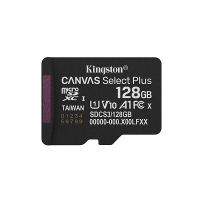Kingston Technology 128GB micSDXC Canvas Select Plus Gen3 150R A1 (Adaptador de SD no incluido) Kingston Technology 128GB micSDXC Canvas Select Plus Gen3 150R A1 (Adaptador de SD no incluido)