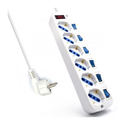 Ewent EW3932-3M, 6 salidas AC, Tipo F, 3500 W, 3 m, Blanco Ewent EW3932-3M, 6 salidas AC, Tipo F, 3500 W, 3 m, Blanco