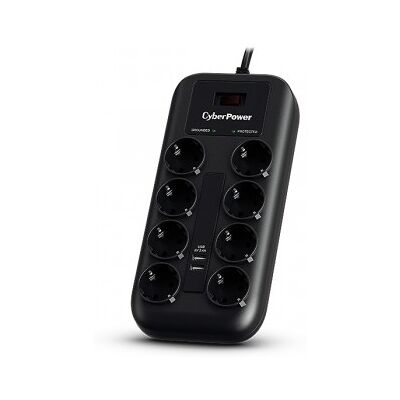 CyberPower P0820SUF0-DE limitador de tensión Negro 8 salidas AC 200 - 250 V 1,8 m CyberPower P0820SUF0-DE limitador de tensión Negro 8 salidas AC 200 - 250 V 1,8 m