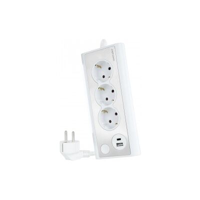 Nanocable Regleta de Sobremesa con 3 Tomas de Tierra y 2 USB´s con Luz, Blanco Nanocable Regleta de Sobremesa con 3 Tomas de Tierra y 2 USB´s con Luz, Blanco