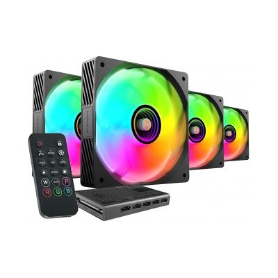 Mars Gaming MFSI4KIT - Kit 4 Ventiladores 120mm ARGB Infinity Mirror - con Hub y Mando - Negro Mars Gaming MFSI4KIT - Kit 4 Ventiladores 120mm ARGB Infinity Mirror - con Hub y Mando - Negro