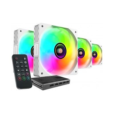 Mars Gaming MFSI4KITW - Kit de ventiladores ARGB - 120mm - 4 ventiladores - Hub y Mando a distancia Mars Gaming MFSI4KITW - Kit de ventiladores ARGB - 120mm - 4 ventiladores - Hub y Mando a distancia
