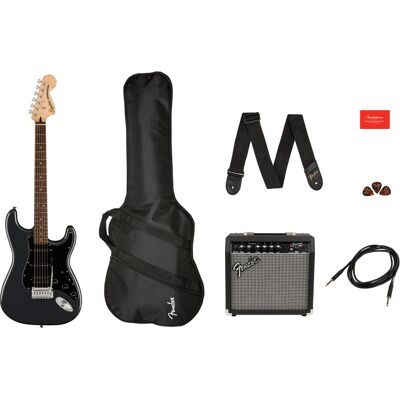 Fender Squier Stratocaster Affinity HSS Charcoal Frost Metallic paquetes de guitarra Fender Squier Stratocaster Affinity HSS Charcoal Frost Metallic paquetes de guitarra