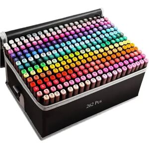 NONE Set de Rotuladores de Doble Punta a base de alcohol - 262 Piezas con Amplia Gama de Colores para Arte, Diseño y Manualidades NONE Set de Rotuladores de Doble Punta a base de alcohol - 262 Piezas con Amplia Gama de Colores para Arte, Diseño y Manualidades