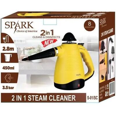 Spark - Limpiador A Vapor 2En1 - Limipia Y Desinfecta - 3.5 Bar De Presión, Capacidad 450 Ml Cable 2.8M Potencia 1000W Accesorios Múltiples, Vaporeta Hogar Coche Oficinas Cocinas Baños Baldosas Steam Spark - Limpiador A Vapor 2En1 - Limipia Y Desinfecta - 3.5 Bar De Presión, Capacidad 450 Ml Cable 2.8M Potencia 1000W Accesorios Múltiples, Vaporeta Hogar Coche Oficinas Cocinas Baños Baldosas Steam