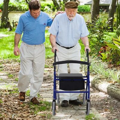 HOMCOM Andador para Adultos con Asiento Ajustable y Reposapiés Plegable HOMCOM Andador para Adultos con Asiento Ajustable y Reposapiés Plegable