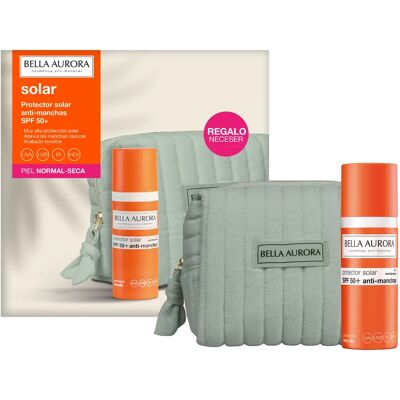 BELLA AURORA Pack Fluido Solar SPF50+ para Piel Normal-Seca Protector Solar Facial Anti-Manchas con Alta Protección UVA, UVB, IR y HEV 50 ml + Neceser Regalo BELLA AURORA Pack Fluido Solar SPF50+ para Piel Normal-Seca Protector Solar Facial Anti-Manchas con Alta Protección UVA, UVB, IR y HEV 50 ml + Neceser Regalo