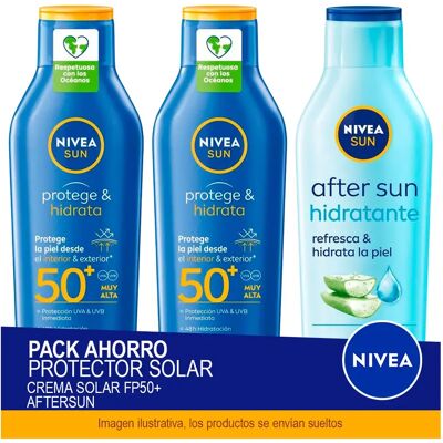 NIVEA SUN Pack ahorro protector solar - Contiene Crema Solar FP50+ y aftersun NIVEA SUN Pack ahorro protector solar - Contiene Crema Solar FP50+ y aftersun