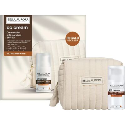 BELLA AURORA Pack CC Cream Antimanchas Extra Cubriente SPF 50+ 30ml + Neceser Regalo Crema Color Alta Protección UVA UVB IR HEV Atenúa Manchas Oscuras y Ofrece Cobertura Total BELLA AURORA Pack CC Cream Antimanchas Extra Cubriente SPF 50+ 30ml + Neceser Regalo Crema Color Alta Protección UVA UVB IR HEV Atenúa Manchas Oscuras y Ofrece Cobertura Total