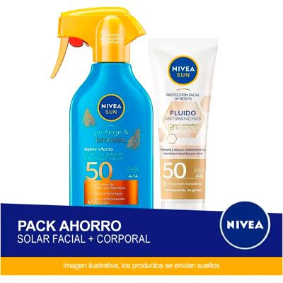 NIVEA SUN Pack ahorro protector solar - Contiene crema solar facial y crema solar corporal NIVEA SUN Pack ahorro protector solar - Contiene crema solar facial y crema solar corporal