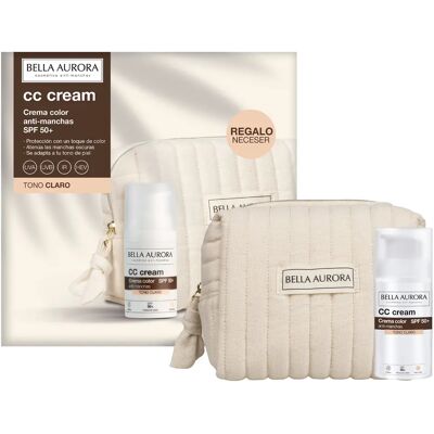 BELLA AURORA Pack CC Cream Anti-manchas SPF 50+ Tono Claro 30ml + Neceser Regalo Protección Alta UVA UVB IR HEV Toque de Color que Unifica y Atenúa Manchas BELLA AURORA Pack CC Cream Anti-manchas SPF 50+ Tono Claro 30ml + Neceser Regalo Protección Alta UVA UVB IR HEV Toque de Color que Unifica y Atenúa Manchas
