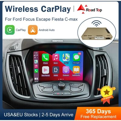 Road Top CarPlay inalámbrico para Ford Focus, Escape, Fiesta, c-max, Sync 2, Android, interfaz automática, Mirror Link, AirPlay, función de reproducción de coche Road Top CarPlay inalámbrico para Ford Focus, Escape, Fiesta, c-max, Sync 2, Android, interfaz automática, Mirror Link, AirPlay, función de reproducción de coche