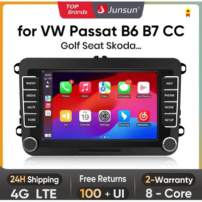 Junsun Android 13 Radio inalámbrica Carplay para coche Volkswagen Golf 5 6 Polo Passat B6 B7 Seat Skoda Jetta Universal Muiltmedia Junsun Android 13 Radio inalámbrica Carplay para coche Volkswagen Golf 5 6 Polo Passat B6 B7 Seat Skoda Jetta Universal Muiltmedia