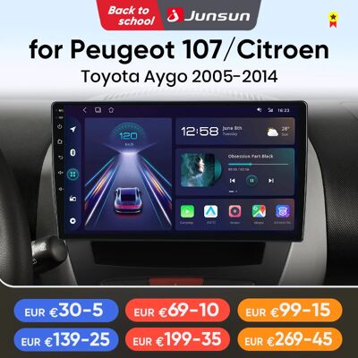 Junsun-Radio estéreo con GPS para coche, reproductor Multimedia con Android 14, CarPlay inalámbrico, pantalla táctil, para Apple Auto, Peugeot 107, Toyota, Aygo, Citroen Junsun-Radio estéreo con GPS para coche, reproductor Multimedia con Android 14, CarPlay inalámbrico, pantalla táctil, para Apple Auto, Peugeot 107, Toyota, Aygo, Citroen