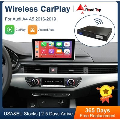 Road Top CarPlay inalámbrico superior de carretera para Audi A4 B9 A5 Q5 Q7 2016-2019, con interfaz Android Auto, funciones de reproducción de coche AirPlay Mirror Link Road Top CarPlay inalámbrico superior de carretera para Audi A4 B9 A5 Q5 Q7 2016-2019, con interfaz Android Auto, funciones de reproducción de coche AirPlay Mirror Link