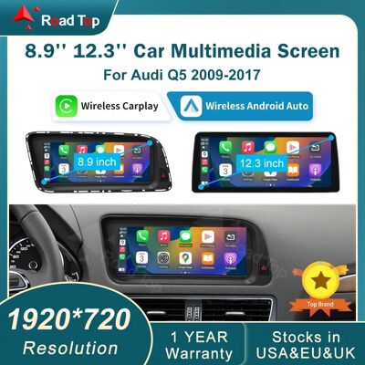 Road Top RoadTop 12,3 pulgadas inalámbrico CarPlay Multimedia pantalla ultrafina Android Auto para Audi Q5 2009-2017 función Airplay Autolink Road Top RoadTop 12,3 pulgadas inalámbrico CarPlay Multimedia pantalla ultrafina Android Auto para Audi Q5 2009-2017 función Airplay Autolink