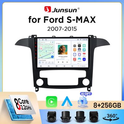 Radio para coche Junsun con CarPlay inalámbrico y Android Auto para Ford S-MAX Mk1 (WA6) 2006-2015, con ventilador de refrigeración integrado, GPS Android, reproductor multimedia, WiFi, DSP, RDS, BT, Radio para coche Junsun con CarPlay inalámbrico y Android Auto para Ford S-MAX Mk1 (WA6) 2006-2015, con ventilador de refrigeración integrado, GPS Android, reproductor multimedia, WiFi, DSP, RDS, BT,