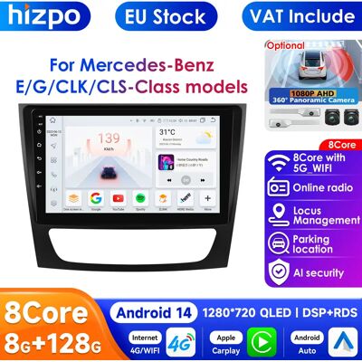 HIZPO Radio con Android para coche, reproductor con CarPlay, 4G, 2 Din, 9 pulgadas, para Mercedes Benz Clase E, W211, E200, E220, E300, E350, E240, E270, E280, CLS, W219, 55 C, W463, CLK HIZPO Radio con Android para coche, reproductor con CarPlay, 4G, 2 Din, 9 pulgadas, para Mercedes Benz Clase E, W211, E200, E220, E300, E350, E240, E270, E280, CLS, W219, 55 C, W463, CLK