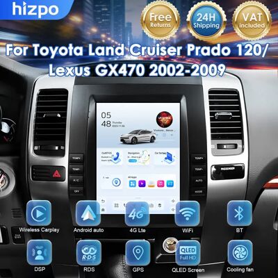 Radio Android Hizpo de 9.7 Pulgadas para Lexus GX470 Toyota Land Cruiser Prado 120 2002-2009, Sistema Multimedia Carplay Estéreo 2 Din con GPS, Estilo Tesla, Sistema Inteligente Radio Android Hizpo de 9.7 Pulgadas para Lexus GX470 Toyota Land Cruiser Prado 120 2002-2009, Sistema Multimedia Carplay Estéreo 2 Din con GPS, Estilo Tesla, Sistema Inteligente