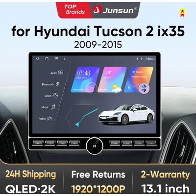Radio de coche Junsun QLED inalámbrico CarPlay Android Auto de 13,1 pulgadas para Hyundai Tucson 2 ix35 2009-2015, sistemas inteligentes DSP SWC RDS Radio de coche Junsun QLED inalámbrico CarPlay Android Auto de 13,1 pulgadas para Hyundai Tucson 2 ix35 2009-2015, sistemas inteligentes DSP SWC RDS