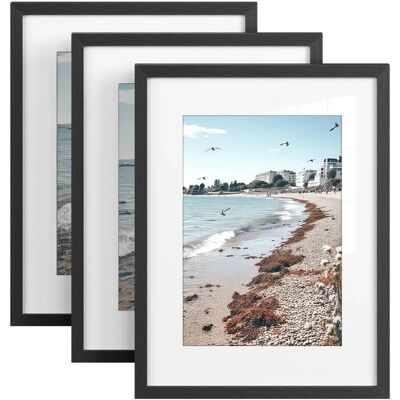 SONGMICS Marcos de Fotos 30 x 40 cm, Portafotos de Pared, Tablero MDF, con Clavos sin Rastro, Juego de 3, Negro/ Blanco/ Beige Natural SONGMICS Marcos de Fotos 30 x 40 cm, Portafotos de Pared, Tablero MDF, con Clavos sin Rastro, Juego de 3, Negro/ Blanco/ Beige Natural