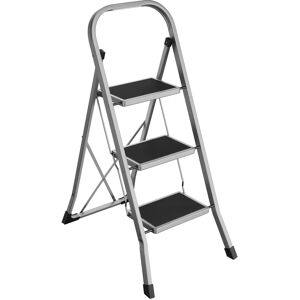 SONGMICS Escalera Plegable, Escalera con 3 Peldaños, Bloqueo de Seguridad, Fácil de Guardar, Carga hasta 150 kg, Gris Paloma/Blanco Simple SONGMICS Escalera Plegable, Escalera con 3 Peldaños, Bloqueo de Seguridad, Fácil de Guardar, Carga hasta 150 kg, Gris Paloma/Blanco Simple