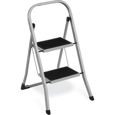 SONGMICS Escalera Plegable, Escalera con 2 Peldaños, Bloqueo de Seguridad, Fácil de Guardar, Carga hasta 150 kg, Gris Paloma/Blanco Simple/Negro SONGMICS Escalera Plegable, Escalera con 2 Peldaños, Bloqueo de Seguridad, Fácil de Guardar, Carga hasta 150 kg, Gris Paloma/Blanco Simple/Negro