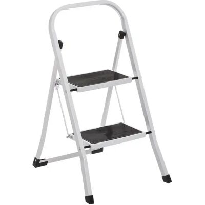 Escalera Plegable 2 Peldaños Antideslizante Color Blanco LOLAhome Escalera Plegable 2 Peldaños Antideslizante Color Blanco LOLAhome
