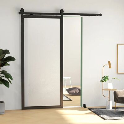 HOMCOM Juego de herrajes para puerta corredera de 183 cm, juego completo con rieles y rodillos, color negro HOMCOM Juego de herrajes para puerta corredera de 183 cm, juego completo con rieles y rodillos, color negro