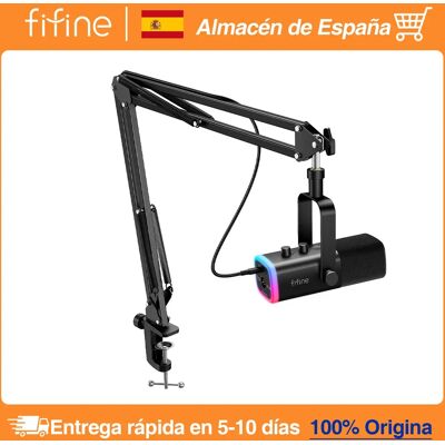 FIFINE-Kit de micrófono para juegos XLR/USB con conector para auriculares/silencio/RGB/soporte de brazo, conjunto de micrófono dinámico para PC PS5/4, mezclador AmpliGame AM8T FIFINE-Kit de micrófono para juegos XLR/USB con conector para auriculares/silencio/RGB/soporte de brazo, conjunto de micrófono dinámico para PC PS5/4, mezclador AmpliGame AM8T