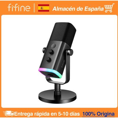 FIFINE-micrófono dinámico USB/XLR con botón de silencio táctil, Conector de auriculares, controles de E/S, para PC, mezclador de PS5/4, amplificador de micrófono para juegos AM8 FIFINE-micrófono dinámico USB/XLR con botón de silencio táctil, Conector de auriculares, controles de E/S, para PC, mezclador de PS5/4, amplificador de micrófono para juegos AM8