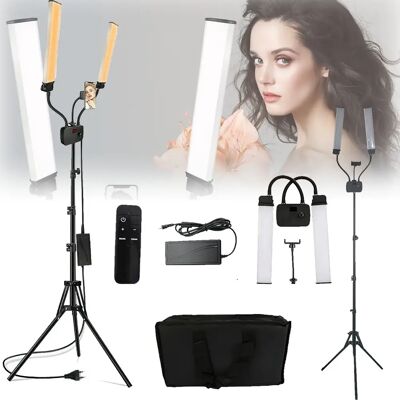 Seeiswork Luz de relleno LED de brazos dobles flexibles Luz de vídeo LED regulable bicolor 3 modos de iluminación con soporte para teléfono para transmisión en vivo Seeiswork Luz de relleno LED de brazos dobles flexibles Luz de vídeo LED regulable bicolor 3 modos de iluminación con soporte para teléfono para transmisión en vivo