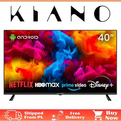 Kiano Televisor LED de 40 Pulgadas, Full HD, Smart TV, WIFI, DVBT T2, HEVC, 3x HDMI, Miracast Kiano Televisor LED de 40 Pulgadas, Full HD, Smart TV, WIFI, DVBT T2, HEVC, 3x HDMI, Miracast