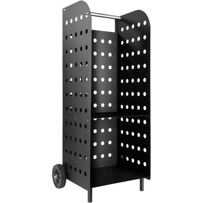 Tectake - Carrito para leña extra ancho Con un diseño elegante que se adapta a su hogar Estructura estable de chapa perforada Bandeja adicional para separar la leña por ej. por tamaño Tectake - Carrito para leña extra ancho Con un diseño elegante que se adapta a su hogar Estructura estable de chapa perforada Bandeja adicional para separar la leña por ej. por tamaño