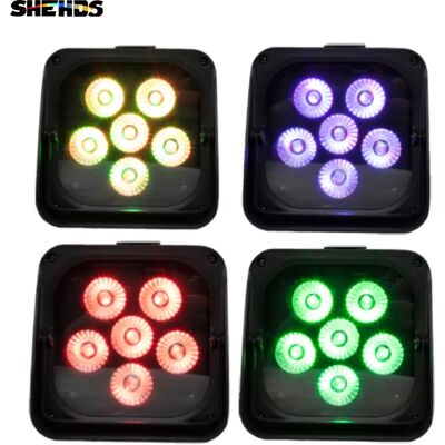 SHEHDS 4 Uds batería LED 6x18w RGBWA + UV 6 en 1 Par Control remoto inalámbrico DMX512 teléfono esposa lavado luz de pared para DJ Disco Navidad SHEHDS 4 Uds batería LED 6x18w RGBWA + UV 6 en 1 Par Control remoto inalámbrico DMX512 teléfono esposa lavado luz de pared para DJ Disco Navidad