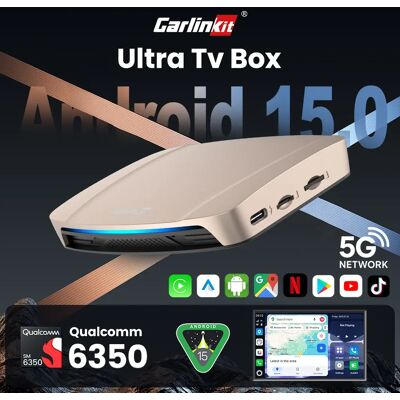 CarlinKit Ultra box Android 15,0 SM6350 Tv Box CarPlay inalámbrico Android Auto adaptador inalámbrico compatible con Youtube Netfilx IPTV GNSS CarlinKit Ultra box Android 15,0 SM6350 Tv Box CarPlay inalámbrico Android Auto adaptador inalámbrico compatible con Youtube Netfilx IPTV GNSS