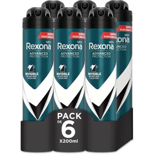 Ninguno Rexona Desodorante Aerosol Protección Avanzada 72h Invisible Black & White Antitranspirante para hombre 200ml-Pack de 6 Ninguno Rexona Desodorante Aerosol Protección Avanzada 72h Invisible Black & White Antitranspirante para hombre 200ml-Pack de 6