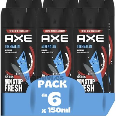 Axe Adrenalin desodorante 48hrs non stop fresh spray, nueva fragancia - pack AHORRO 6x150ml Axe Adrenalin desodorante 48hrs non stop fresh spray, nueva fragancia - pack AHORRO 6x150ml