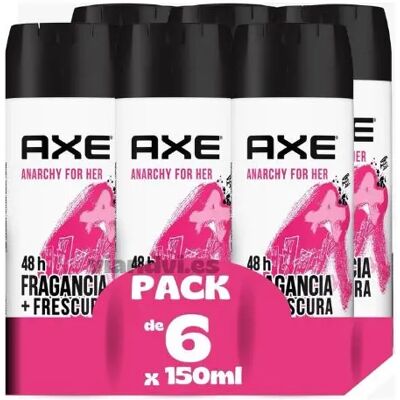 Axe Anarchy for Her - Desodorante Bodyspray para mujer, protección de 48 horas - pack AHORRO 6x150ml Axe Anarchy for Her - Desodorante Bodyspray para mujer, protección de 48 horas - pack AHORRO 6x150ml