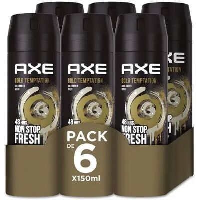 Axe Gold Temptation Desodorante Spray para Hombre 150 ml - Pack AHORRO 6x150ml Axe Gold Temptation Desodorante Spray para Hombre 150 ml - Pack AHORRO 6x150ml