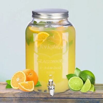 Ninguno C.A - Dispensador de Bebidas Vintage de Cristal con Grifo - Expendedor de Refrescos Transparente- 3,5,8L Ninguno C.A - Dispensador de Bebidas Vintage de Cristal con Grifo - Expendedor de Refrescos Transparente- 3,5,8L