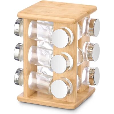 Ninguno Especiero giratorio de bambu 12 botes - Organizador de Especies - Especiero de cocina - Estantes de madera ideal para el Hogar - Acero Inoxidable - Color Madera - Armario para Condimentos Ninguno Especiero giratorio de bambu 12 botes - Organizador de Especies - Especiero de cocina - Estantes de madera ideal para el Hogar - Acero Inoxidable - Color Madera - Armario para Condimentos
