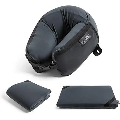 Ninguno Cojín de viaje 3 en 1, ultra compacto, en espuma viscoelástica, doble cojín y suave almohada, Almohada de Viaje 3-en-1 de Espuma Viscoelástica Ninguno Cojín de viaje 3 en 1, ultra compacto, en espuma viscoelástica, doble cojín y suave almohada, Almohada de Viaje 3-en-1 de Espuma Viscoelástica