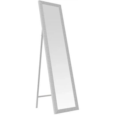 LOLAhome Espejo de pie de cuerpo entero con marco de plástico blanco de 37x157 cm Marco grabado de rombos. Diseño ligero con 4 posiciones ajustables. Ideal para preparar tu look en dormitorios o vestidor. LOLAhome Espejo de pie de cuerpo entero con marco de plástico blanco de 37x157 cm Marco grabado de rombos. Diseño ligero con 4 posiciones ajustables. Ideal para preparar tu look en dormitorios o vestidor.