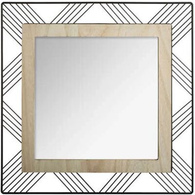 Well Home - Espejo de Pared Cuadrado de Metal y Madera Well Home - Espejo de Pared Cuadrado de Metal y Madera