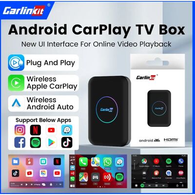 CarlinKit Lite Android TV Box adaptador inalámbrico 3 en 1 compatible con Netflix IPTV inalámbrico Android Auto y CarPlay Dongle para Radios de coche CarlinKit Lite Android TV Box adaptador inalámbrico 3 en 1 compatible con Netflix IPTV inalámbrico Android Auto y CarPlay Dongle para Radios de coche